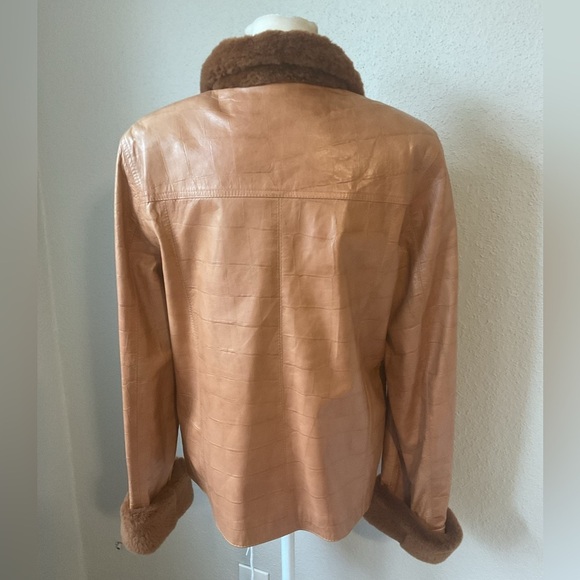 Lowenthal Vintage Leather Jacket with Faux Fur Size Medium Brown - Picture 4 of 10